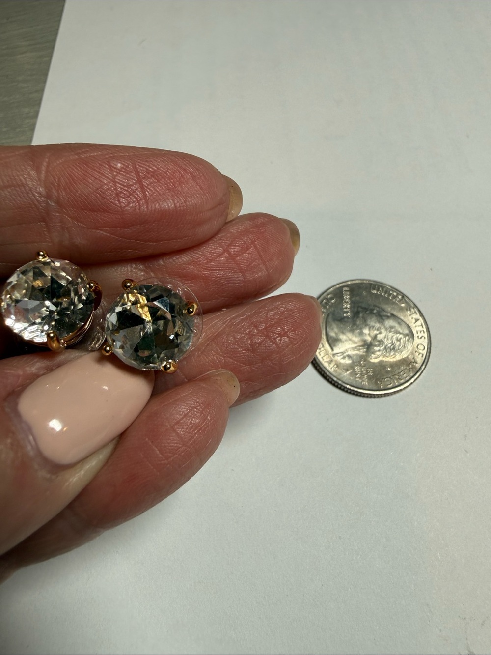 Kate Spade NWOT Clear Crystal Stud Earrings in Gold Setting - Women Jewelry